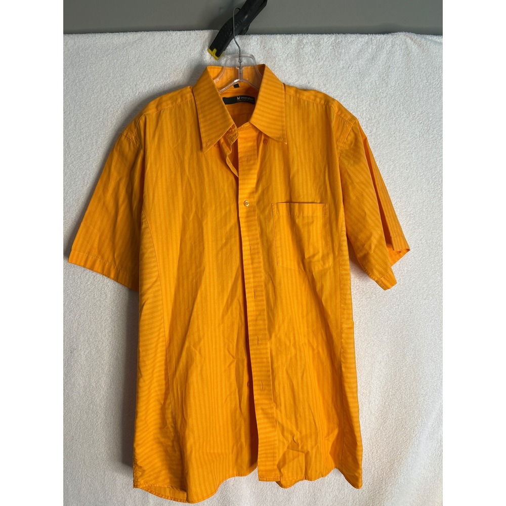 Metzler Switzerland Mens Orange Short Sleeve Button Down Shirt Size M 39/40